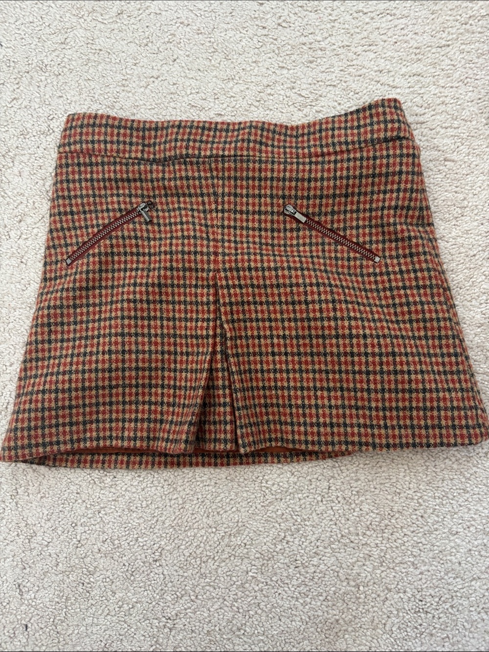 Zara Girls Plaid A-Line Skirt in Brown and Orange